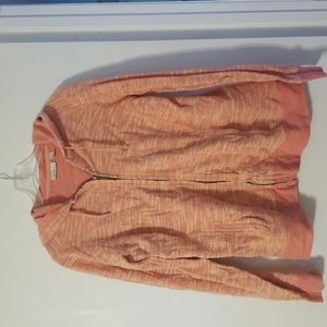 L.L. Bean peach and cream zip up hooded jacket. Medium. EUC.